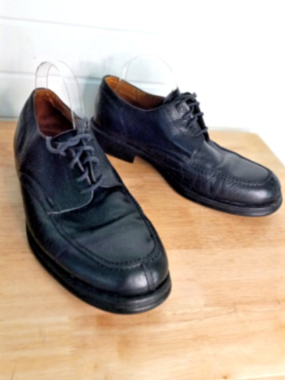 Vineyard Black Leather Apron Toe Oxford Dress Shoes Mens 13D Made in Brazil